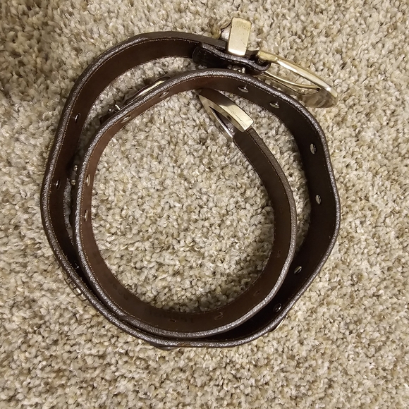 HDNEST Brown Leather Belt with Gold Animal Charms